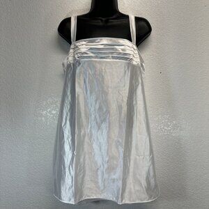 NWOT Womens Slip Dress Vintage White Lingerie Wide Straps  Sz Large Silky Satin